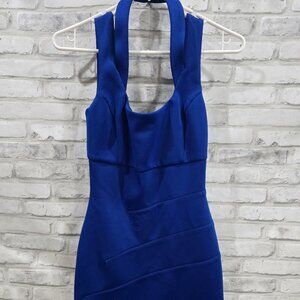 Guess Women Blue Dress Party Tank with High Neck Wrap Size 0‎
